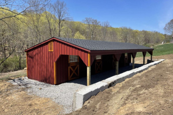 12×48 SHED ROW BARN WITH 10 LEAN-TO